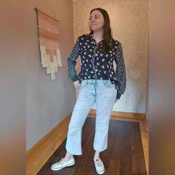 Mystree Women's Button Down Blouse Boho Mixed Print Floral Sz Medium - Picture 3 of 7